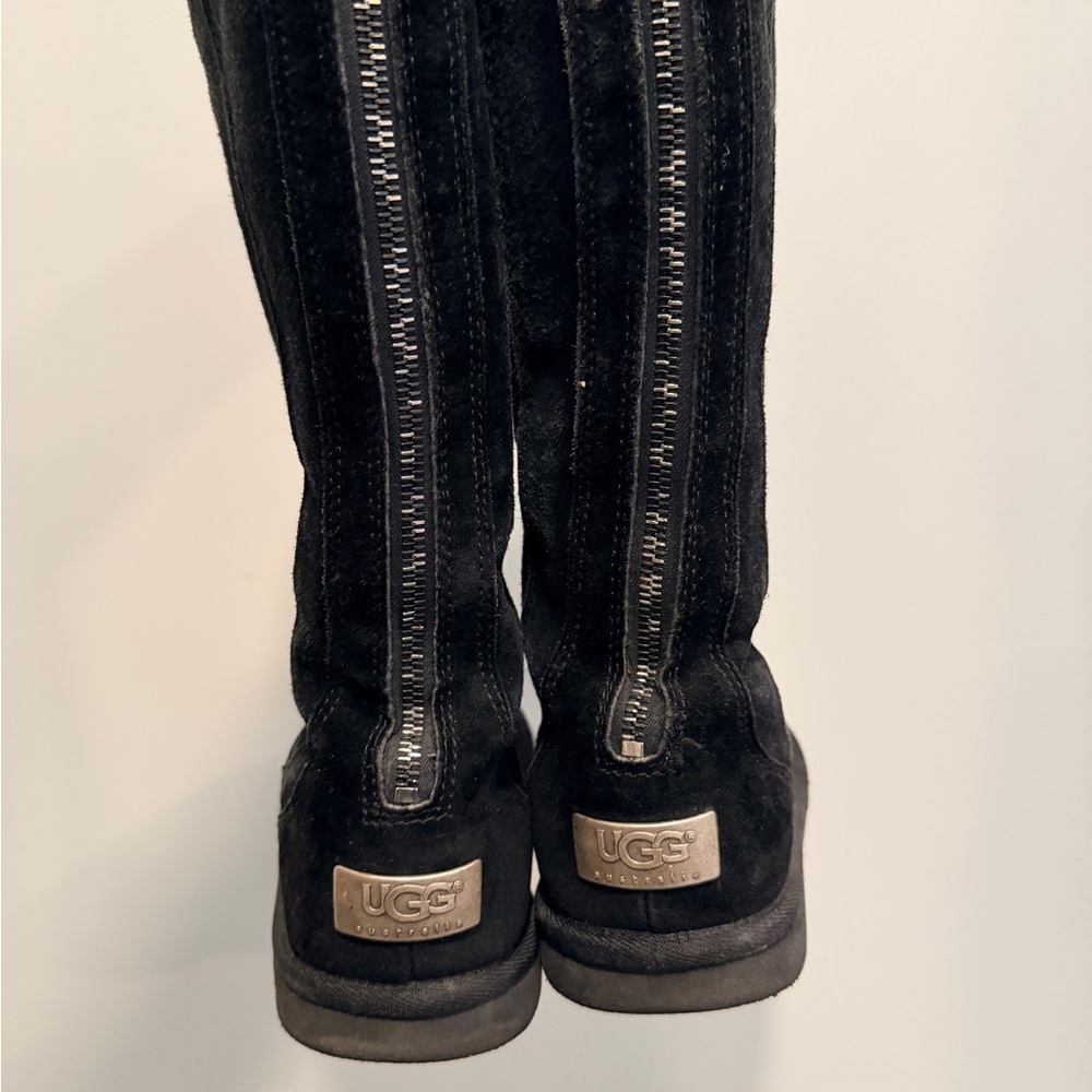 UGG Black Suede Boots with Zipper